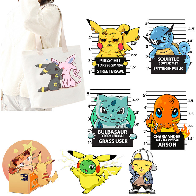 Pokemon Pikachu Anime Patches for Clothing DIY T-shirt Dresses